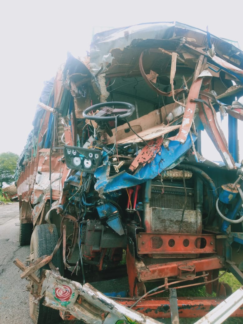 Collision between two lorries