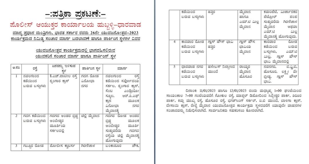 traffic-route-changes-for-prime-minister-visit-to-hubballi