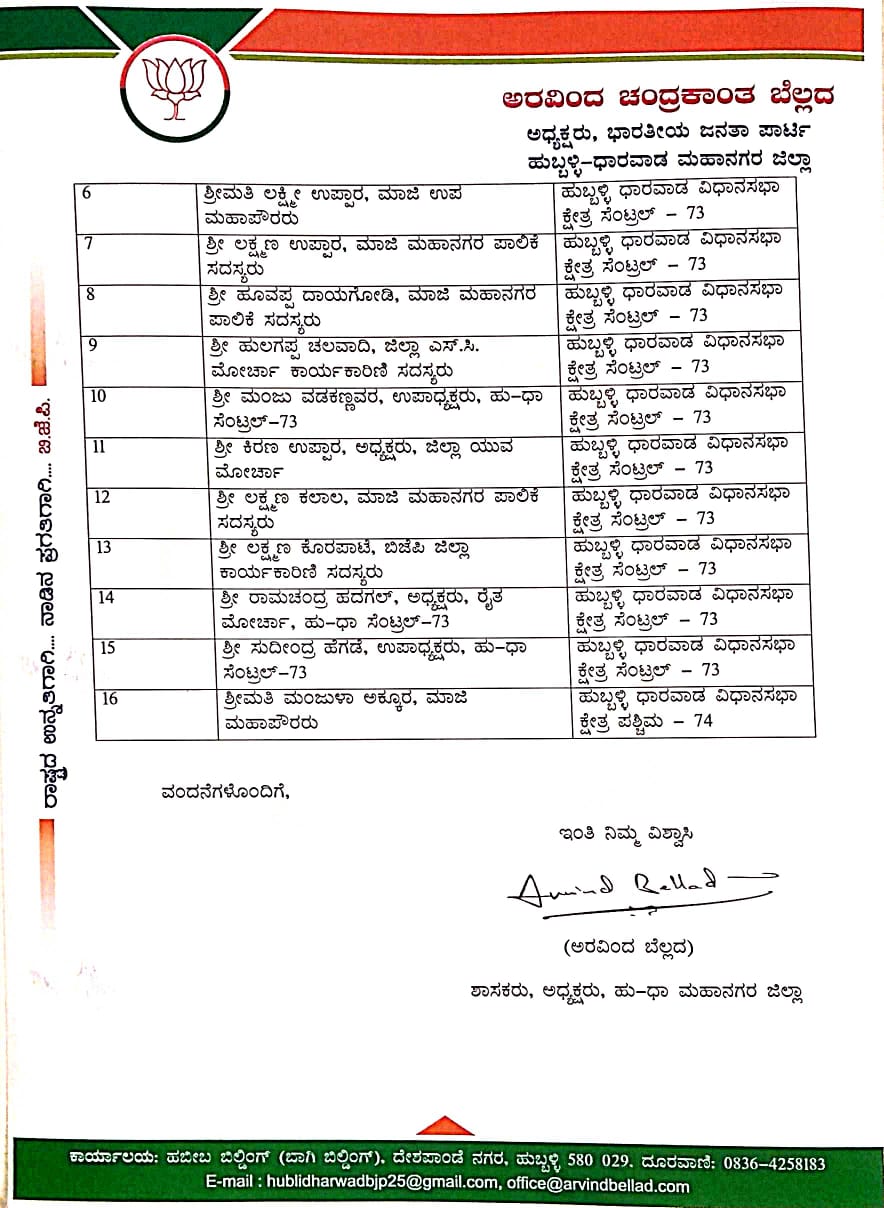 hubli BJP expelled 16 people from the party