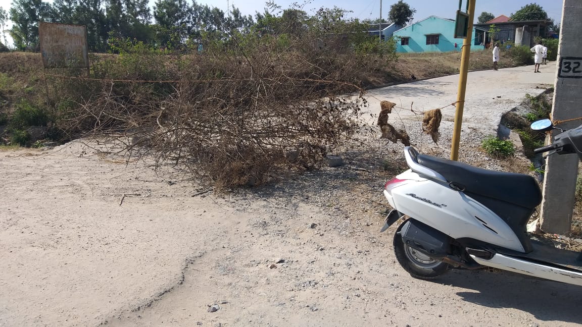 road blocked by villages