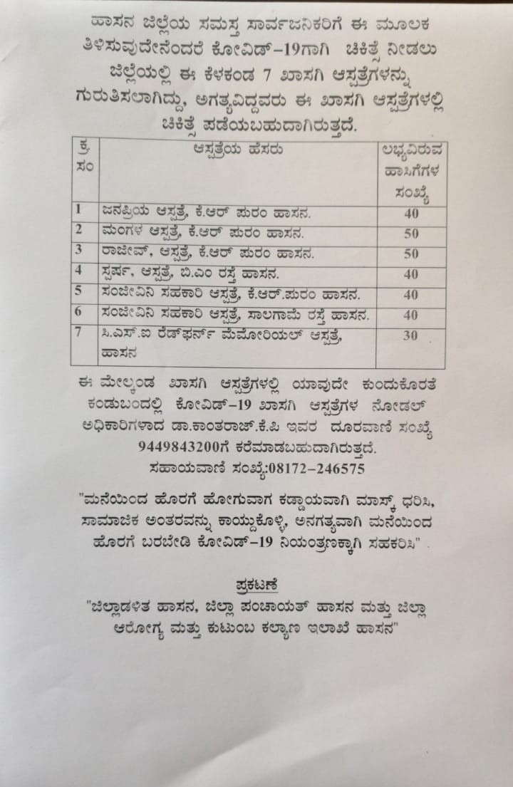 ಕೊರೊನಾ ಸೋಂಕಿತರ ಚಿಕಿತ್ಸೆಗೆ ಖಾಸಗಿ ಆಸ್ಪತ್ರೆ