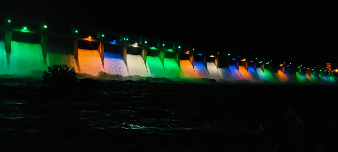 Beautiful view of TB Dam with electric light