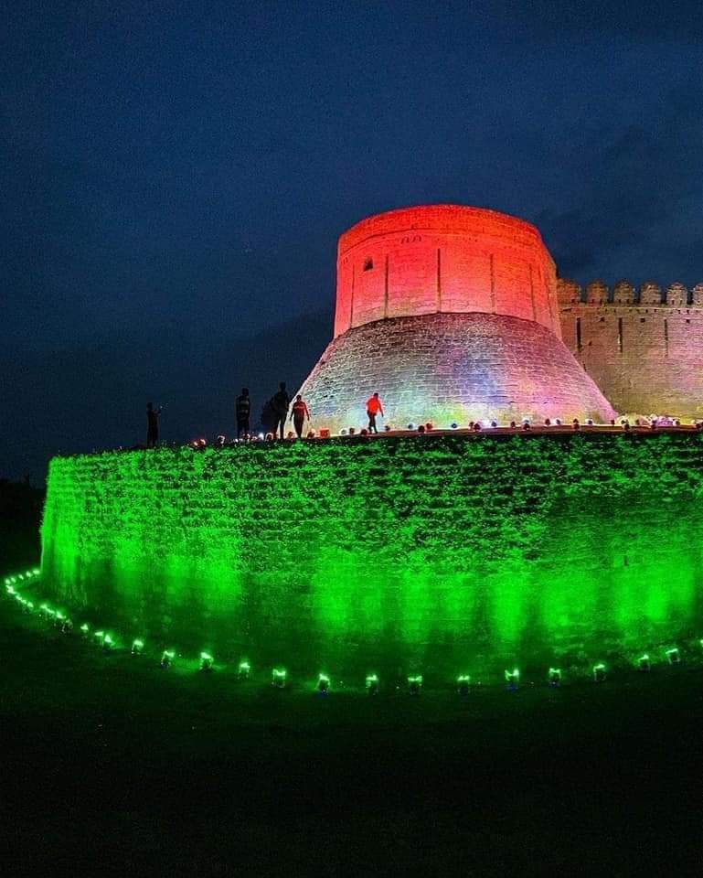 Historic Mirjan Fort blinking with tricolor