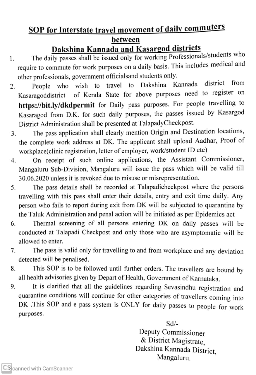 Permission for traffic between Dakshinakanda and Kasaragod