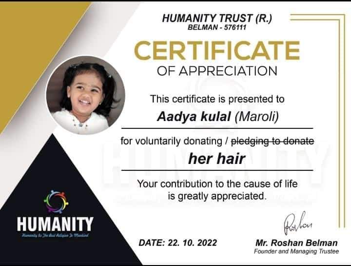 2 year old girl donated her hair for cancer patients