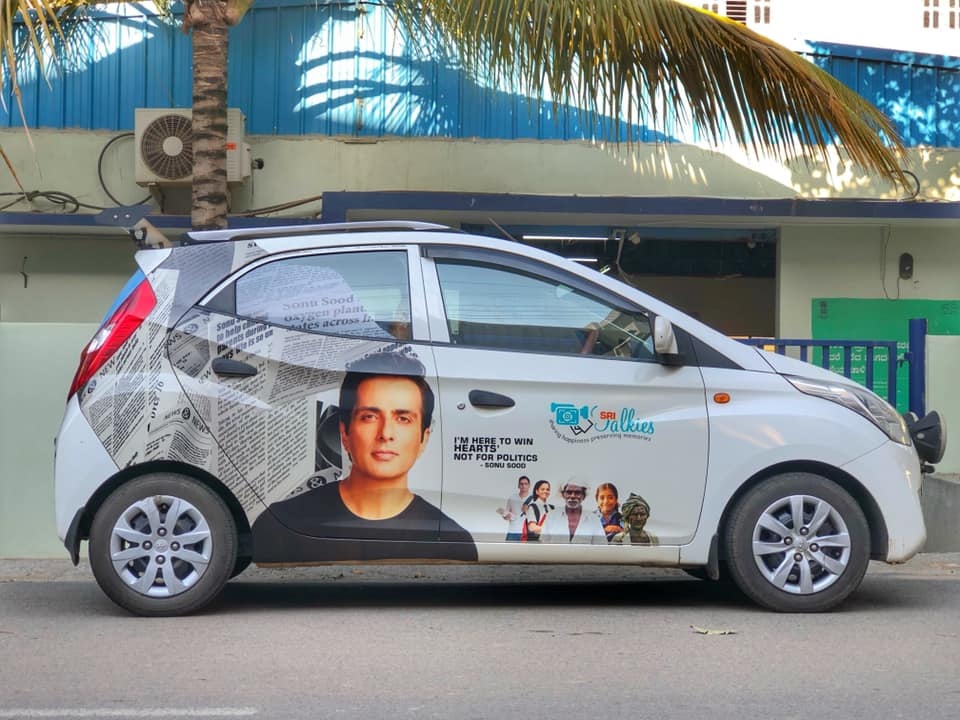 car with Sonu Sood's social work