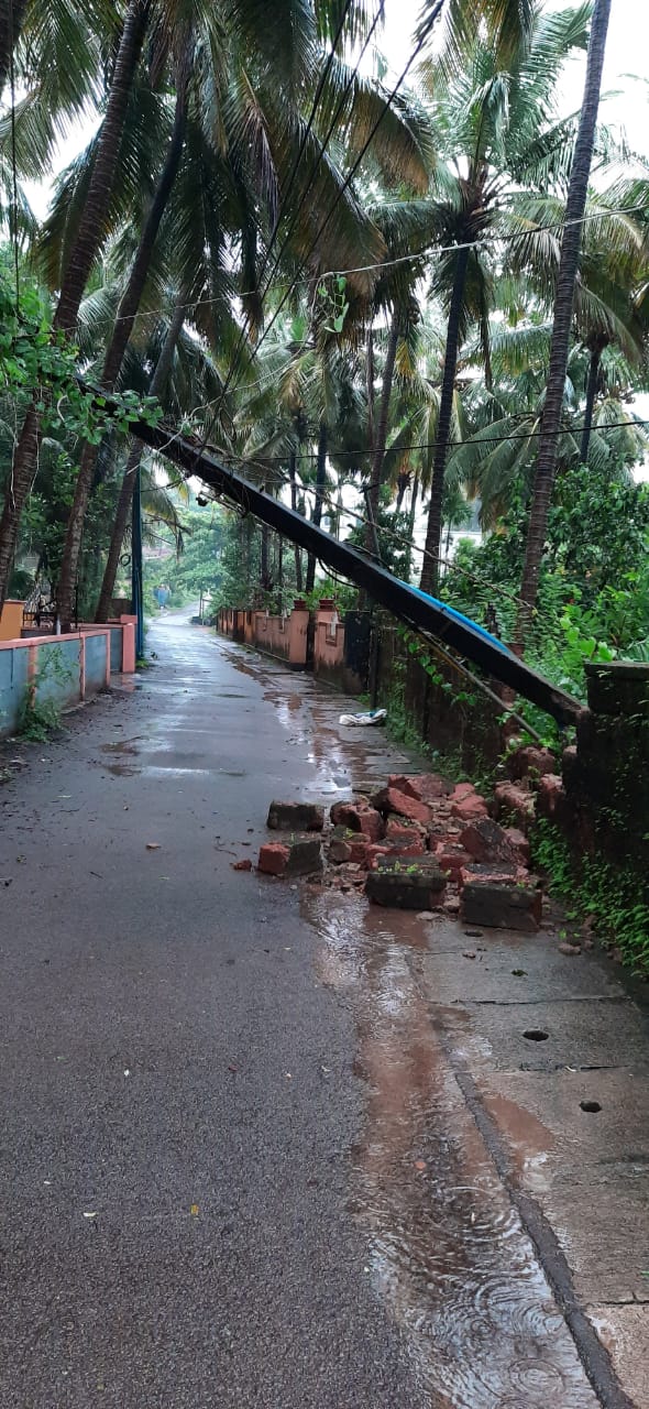 power pole, which had broken rainy air mangloore