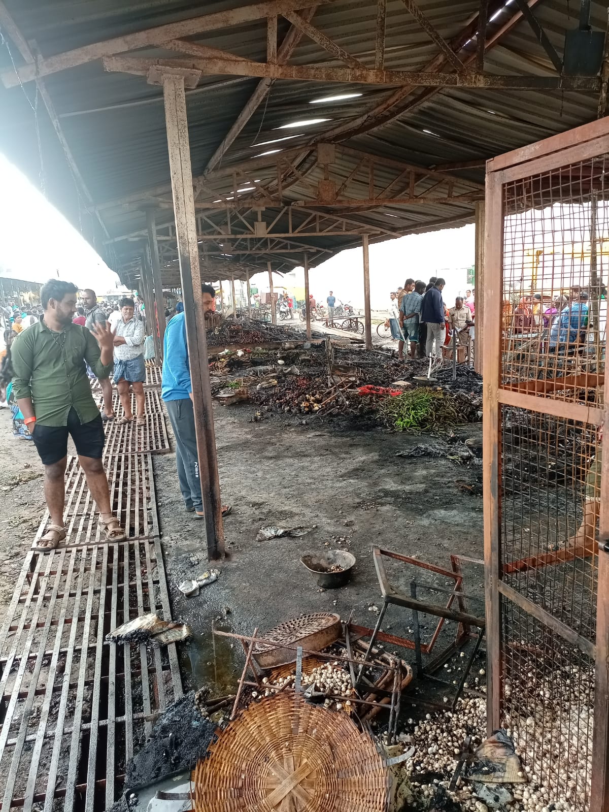 Fire in ranebennuru vegetable market