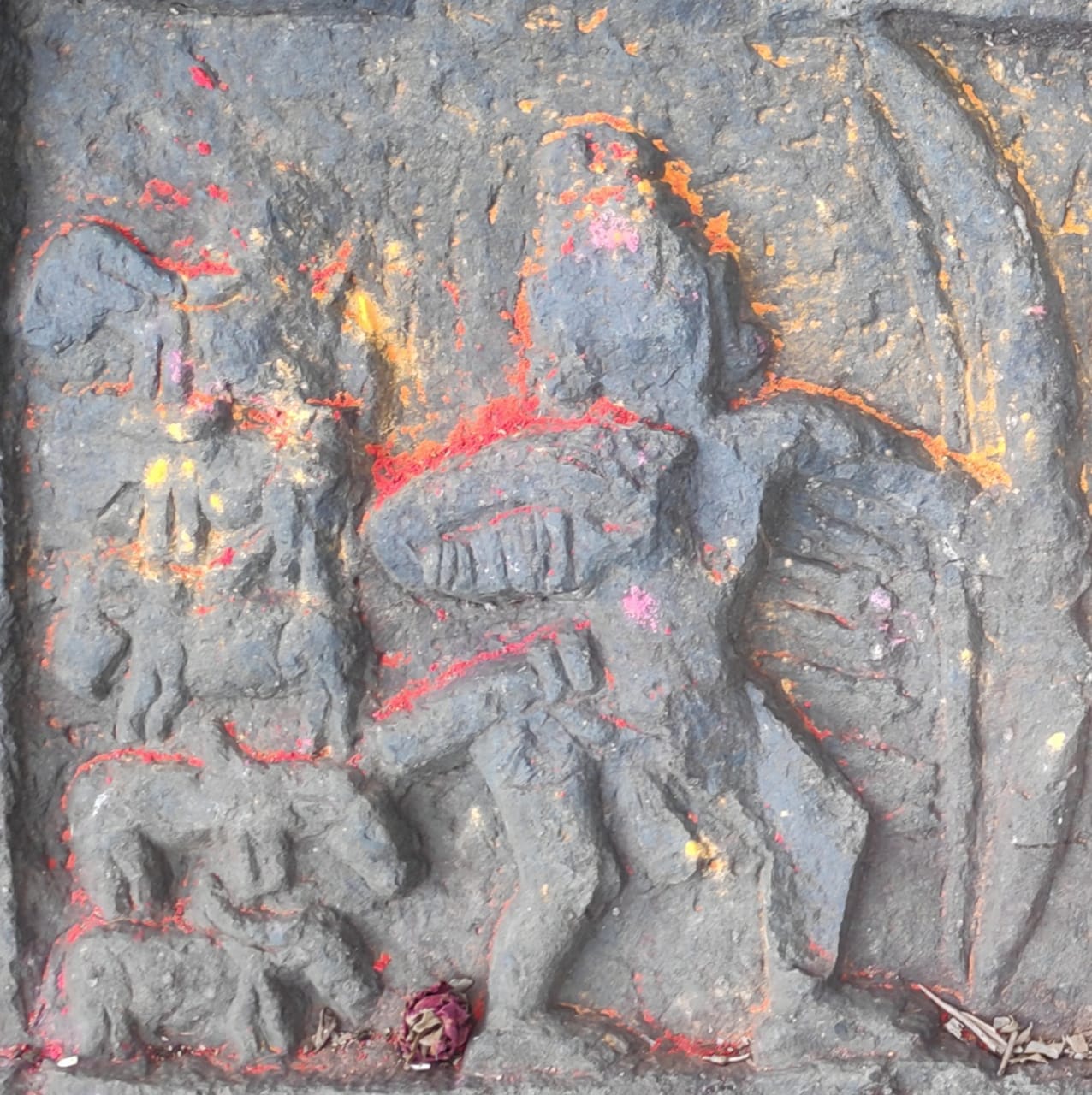 buffalo sculpture featuring  Inscription found at shimoga