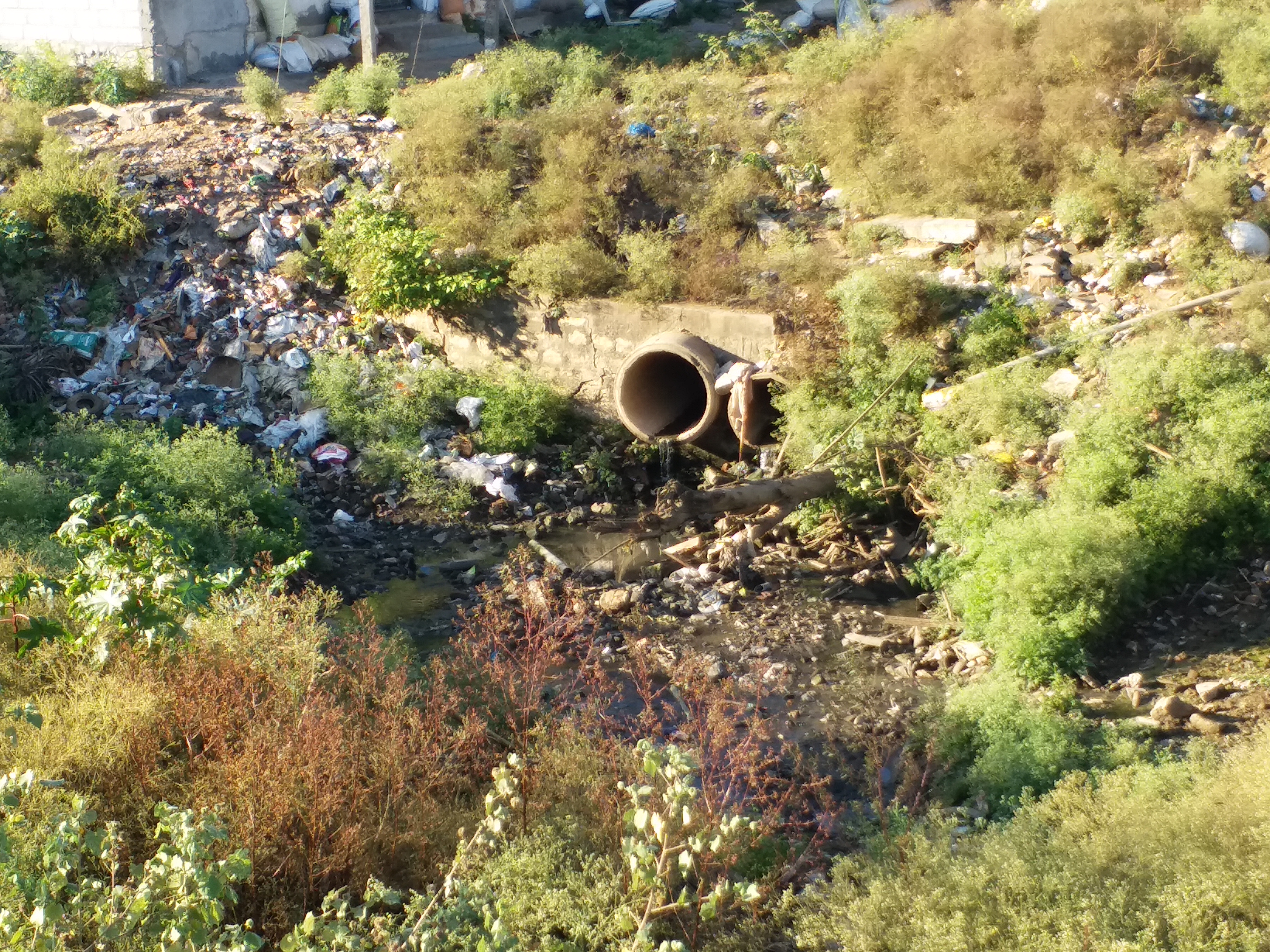 Dumping water into the river