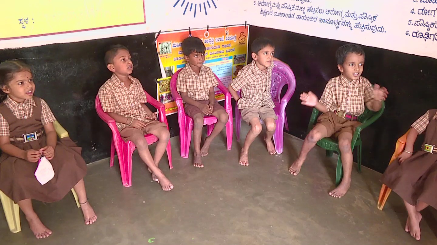 Shimoga district anganwadis fulfill with children