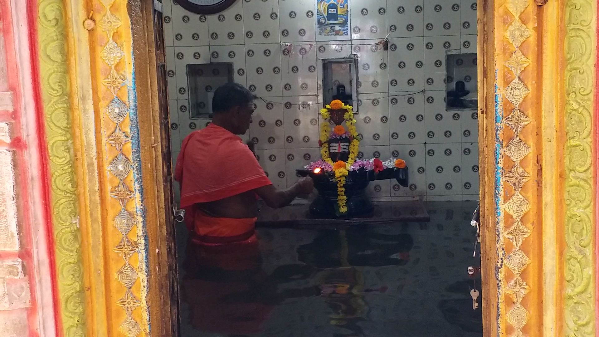 Water occupied Sangamanatha temple due to heavy rain