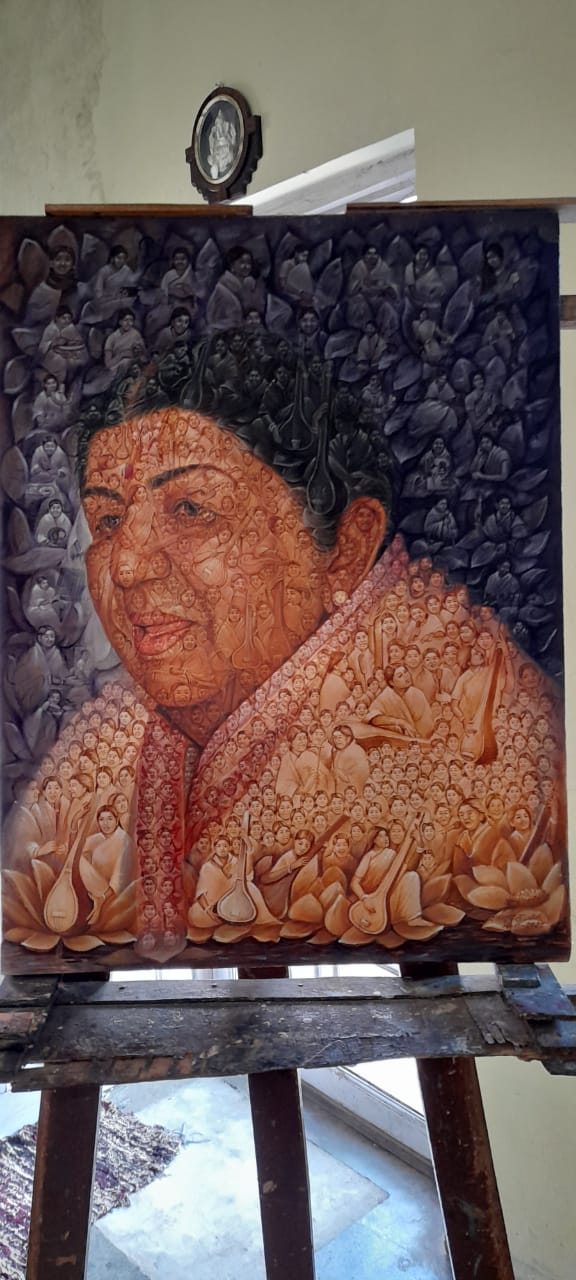 Lata Mangeshkar paintings ETV Bharat