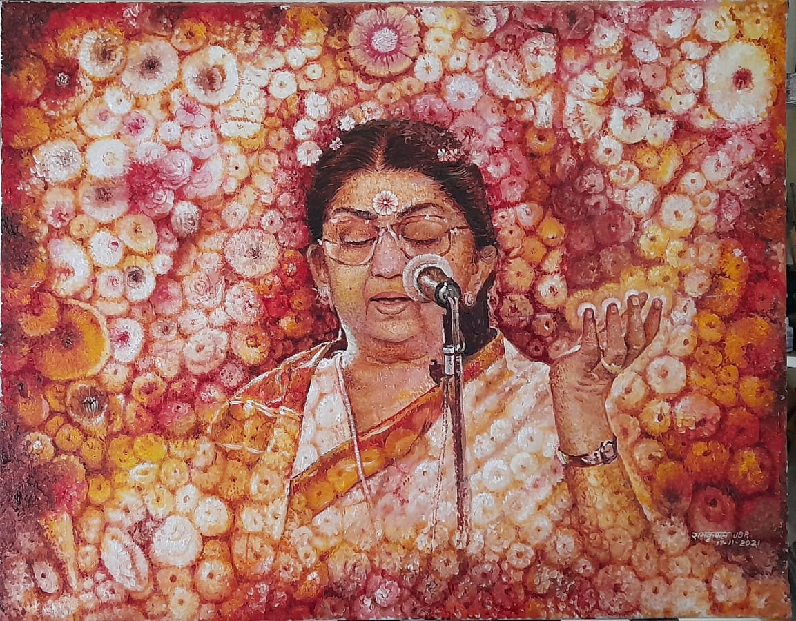 Lata Mangeshkar paintings ETV Bharat