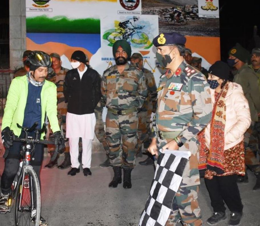 Army officer cycling