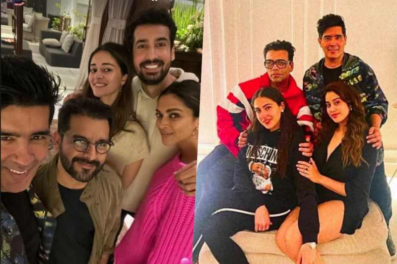 Manish Malhotra party with Gehraiyaan team  Manish Malhotra house party pictures  Deepika Padukone at Manish Malhotra party  Ishaan Khatter at Manish Malhotra party  Janhvi Kapoor Sara Ali Khan at Manish Malhotra party  Gehraiyaan release  Gehraiyaan promotions  അത്താര വിരുന്നില്‍ പിങ്കില്‍ തിളങ്ങി ദീപിക  കറുപ്പില്‍ തിളങ്ങി സാറയും ജാന്‍വിയും  അത്താഴ വിരുന്നില്‍ പങ്കെടുത്ത്‌ 'ഗെഹ്രൈയാന്‍' താരങ്ങള്‍