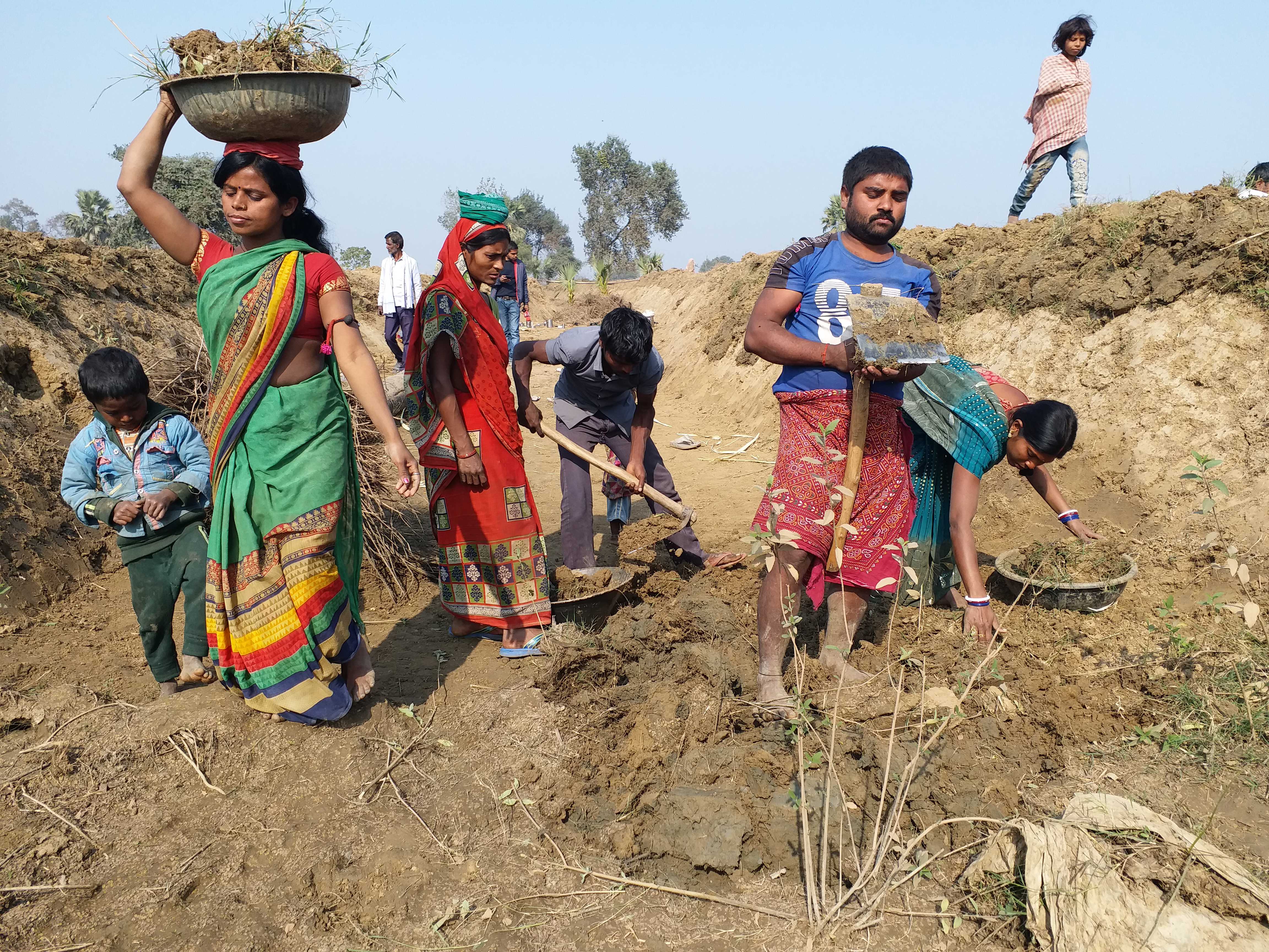 मनरेगा के तहत काम करते मजदूर