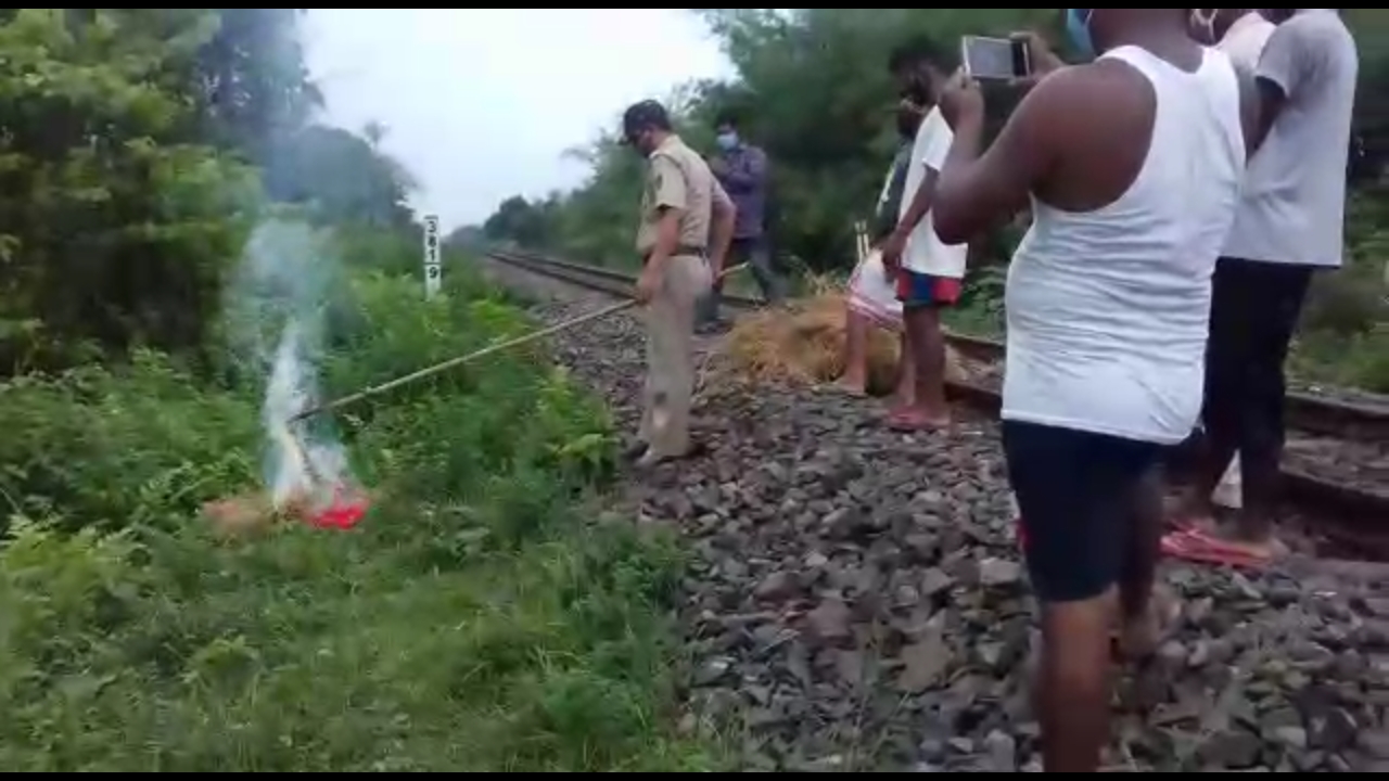 ppe kit  on railway track rajdhani express