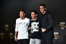 From left Neymar, Messi and Ronaldo