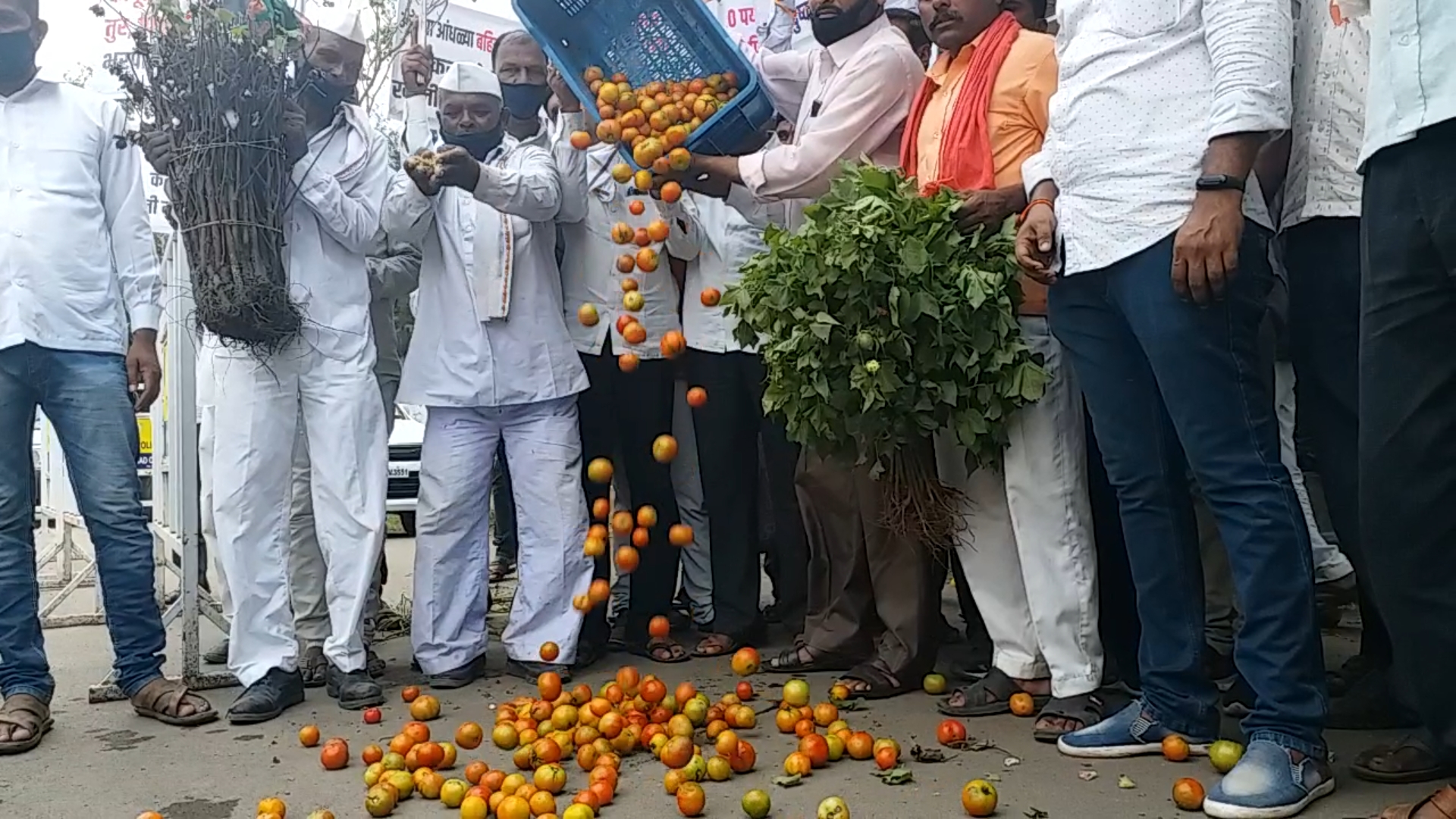 angry farmers protest in premises of collector's office