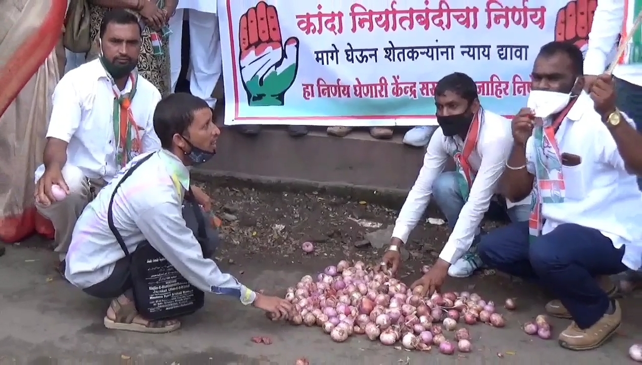 central government has banned the export of onions, congress protests in aurangabad maharashtra