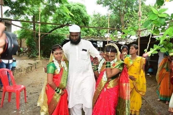 A young Muslim man donating his sister's daughters