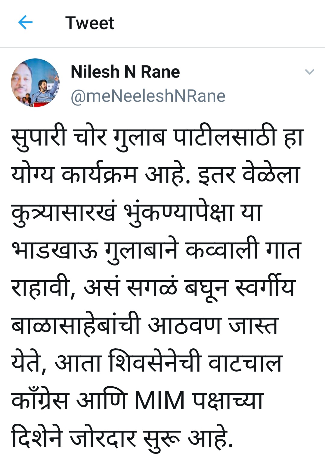 गुलाबराव पाटलांवर निलेश राणेंची शिवराळ भाषेतून टीका