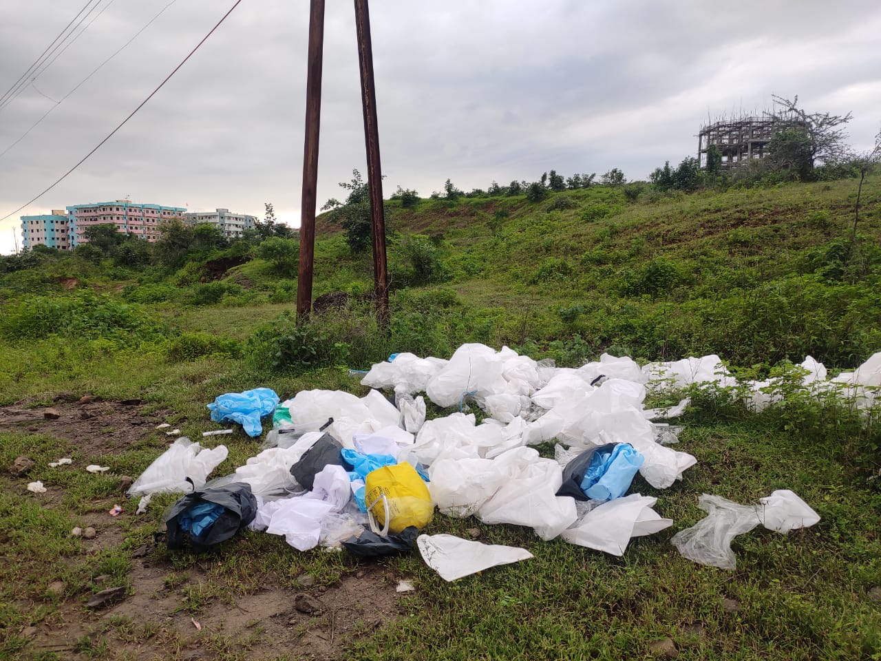 used ppe kits found at roadside in jalgaon