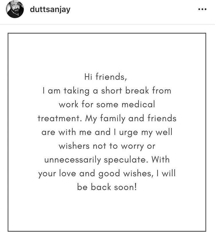 Sanjay Dutt Social media post