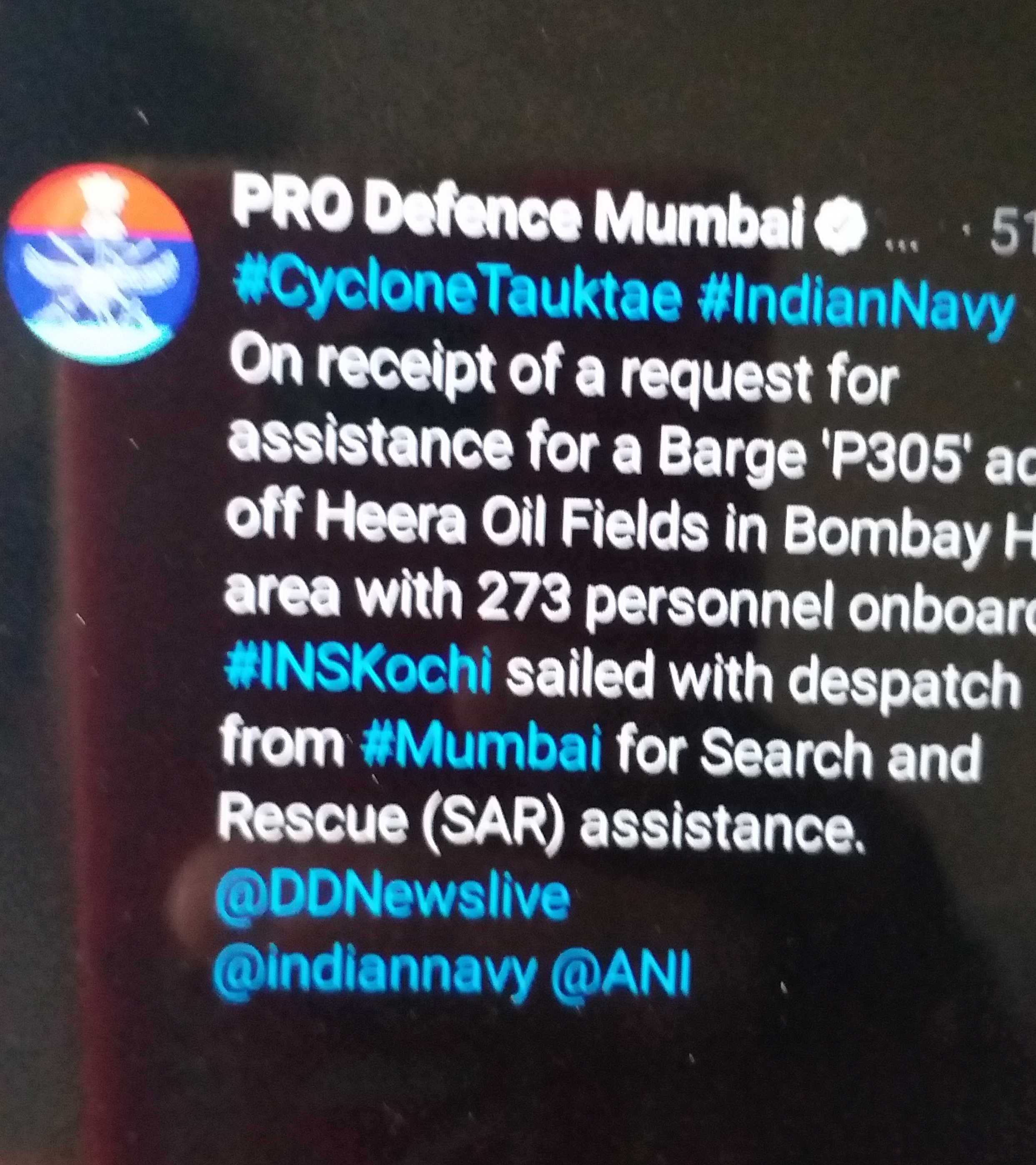 Naval forces are trying to rescue 273 people stranded in the Arabian Sea