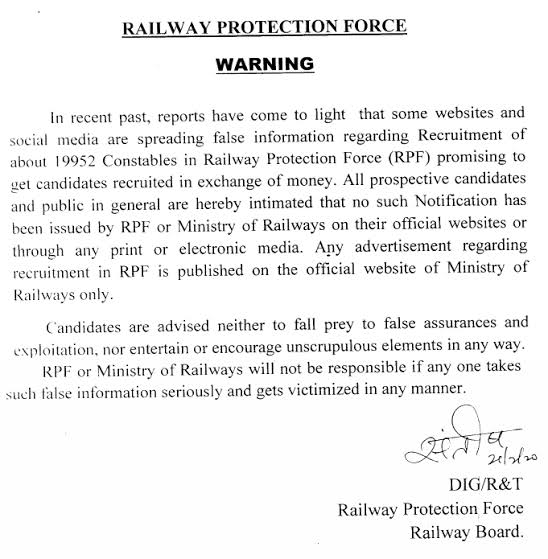 RPF Recruitment News Is Fake