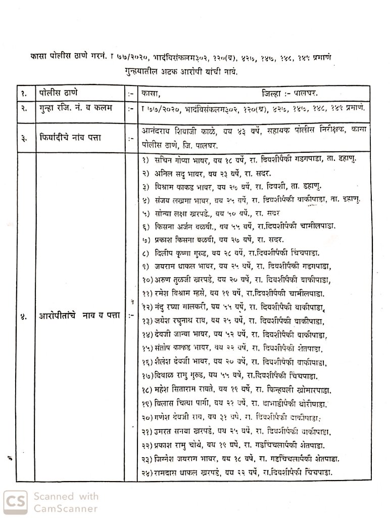 home minister anil deshmukh  palghar murder case accuse list  gachinchle murder case accuse list  गडचिंचले हत्या प्रकरणातील आरोपींची यादी  गृहमंत्री अनिल देशमुख