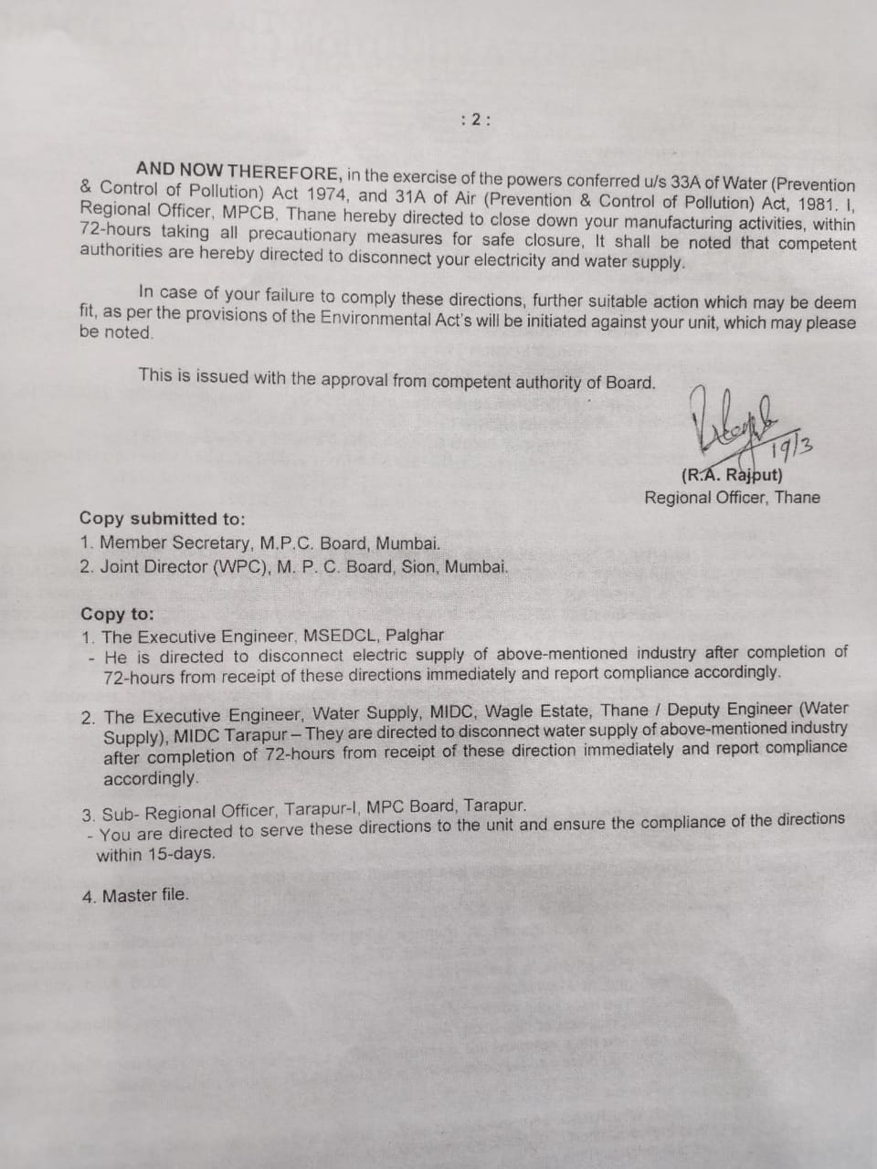 Copy of Maharashtra Pollution Control Board Order