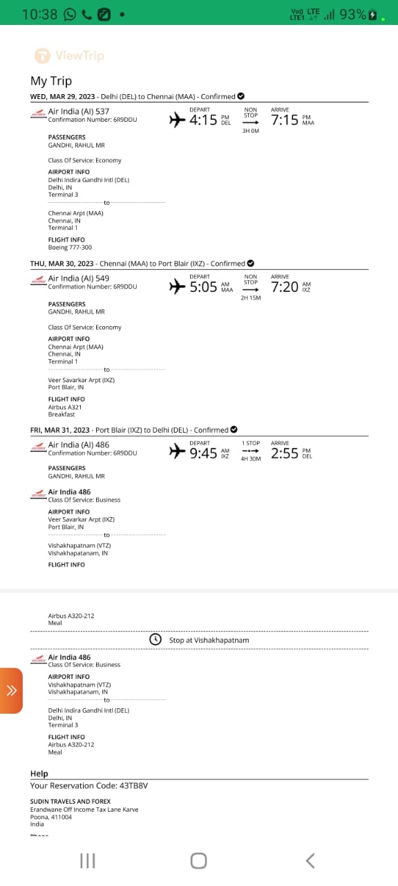 flight ticket to send Rahul Gandhi