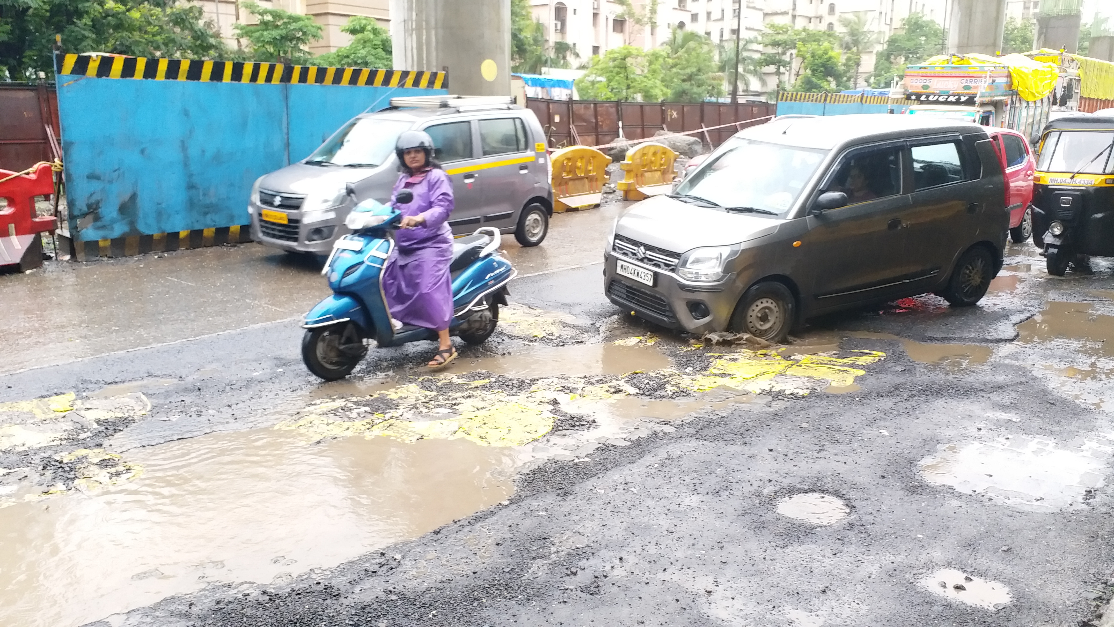 Large number of potholes on roads in Thane city