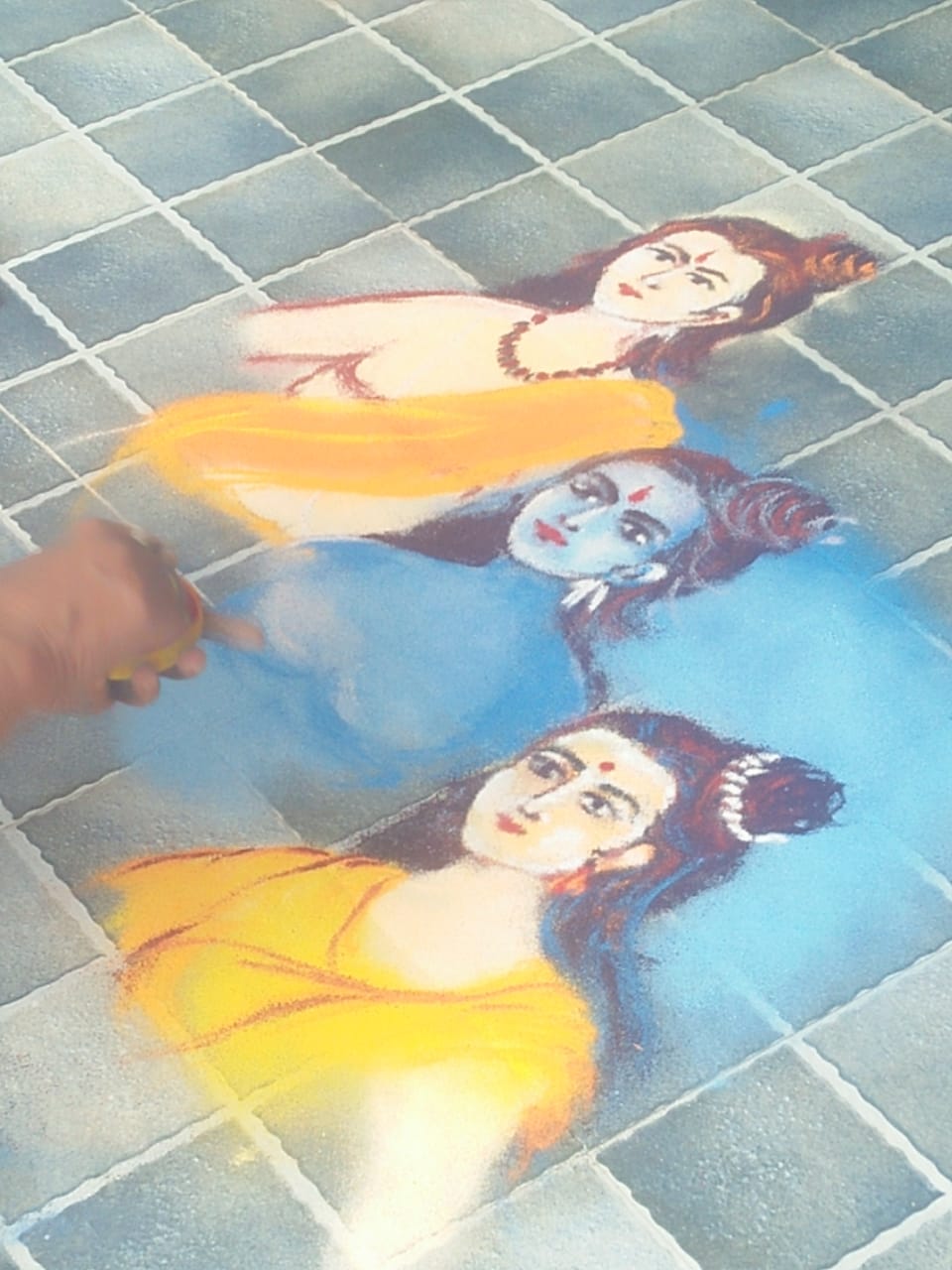 Old age person sketch rangoli for Ramnavami in Wardha