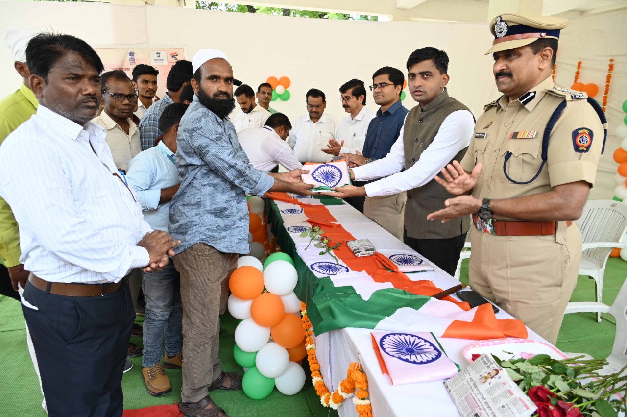 Honorable while distributing the national flag