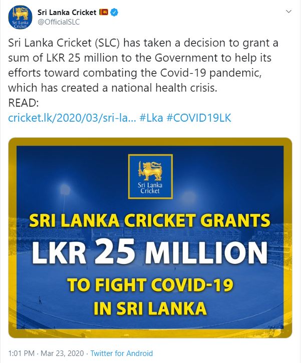 Sri Lanka Cricket released a press statement.