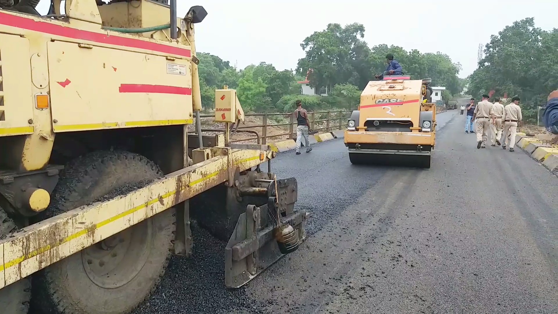 Narmada Bridge asphalt work