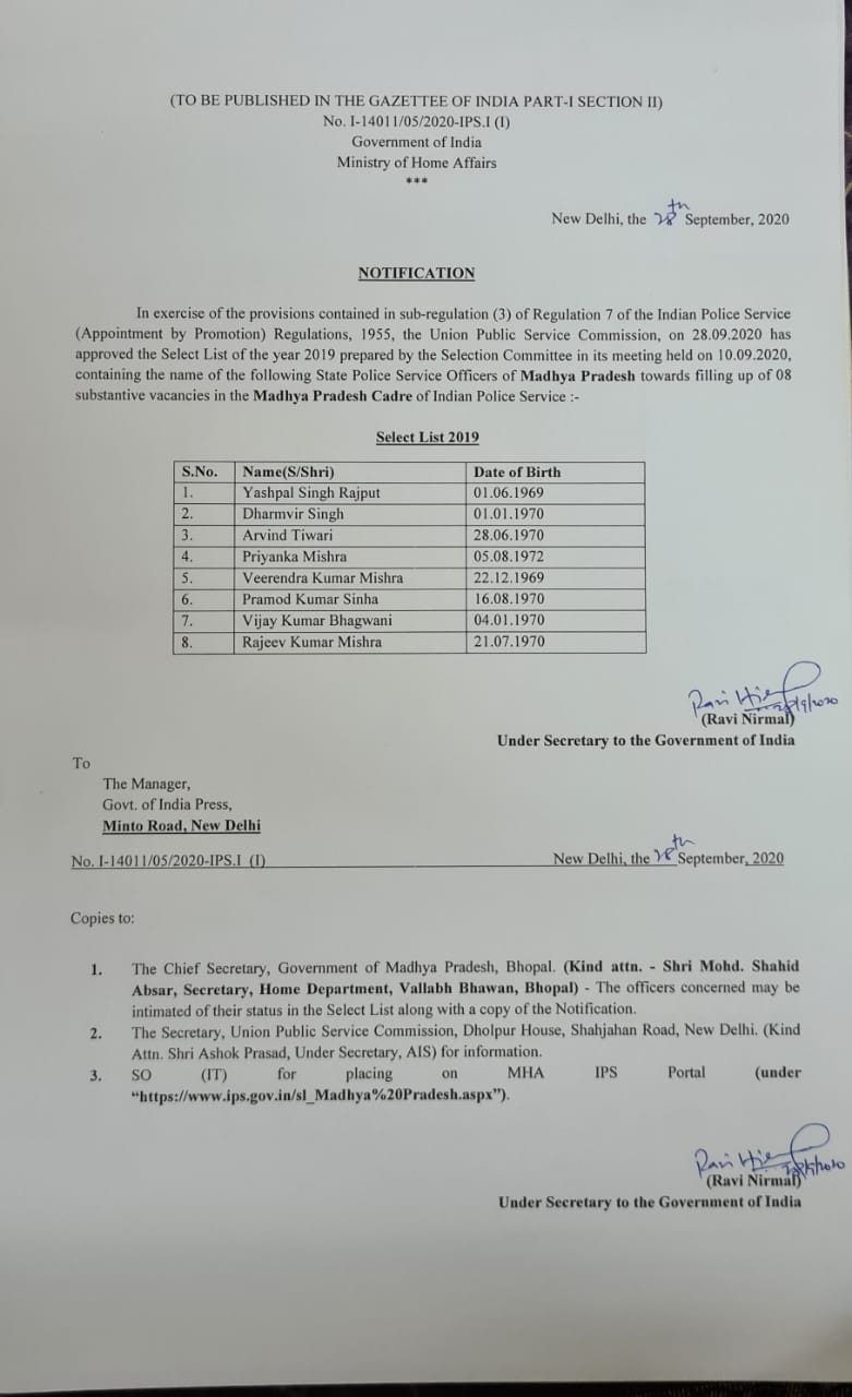 Transfer of IPS officers list