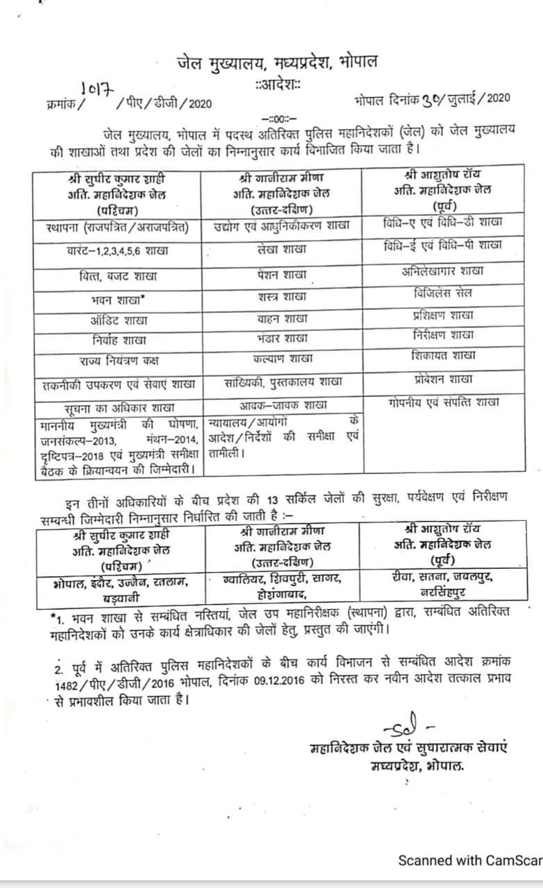 Jail headquarters order letter