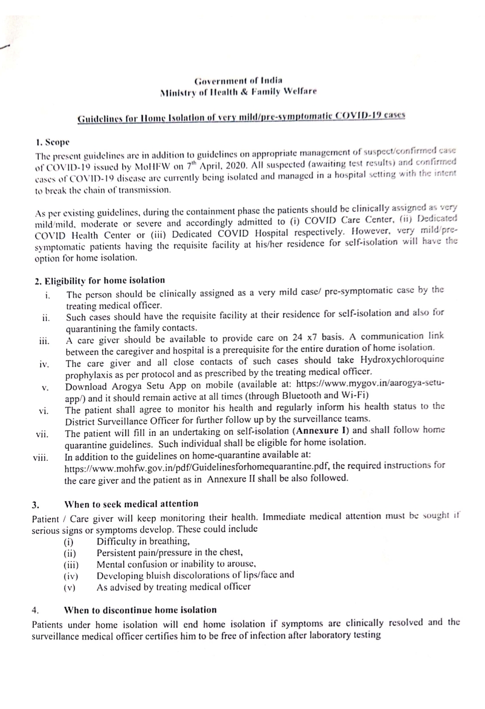 Health Department issued new guidelines for home isolation in bhopal