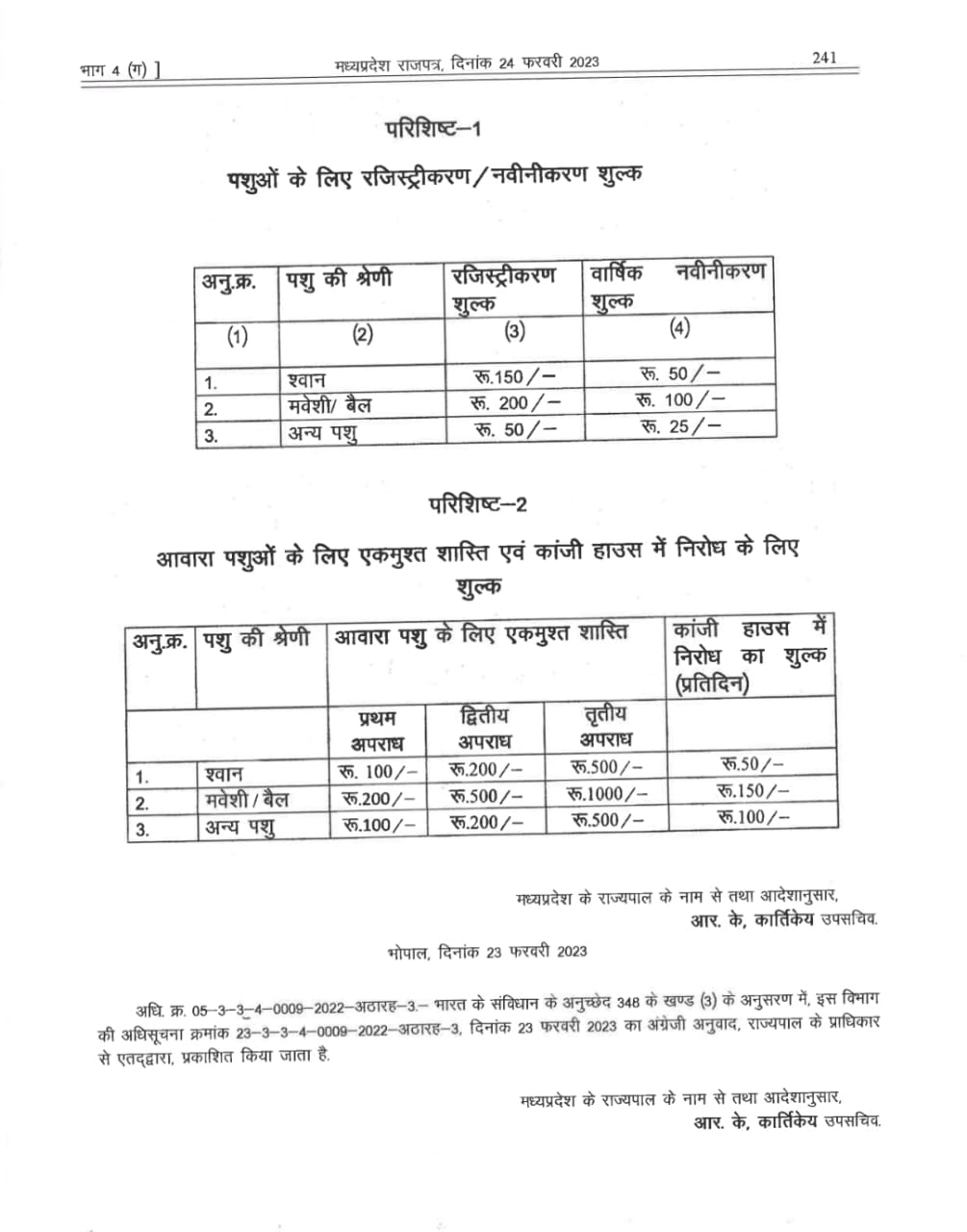 Mandatory to register pet animals in mp