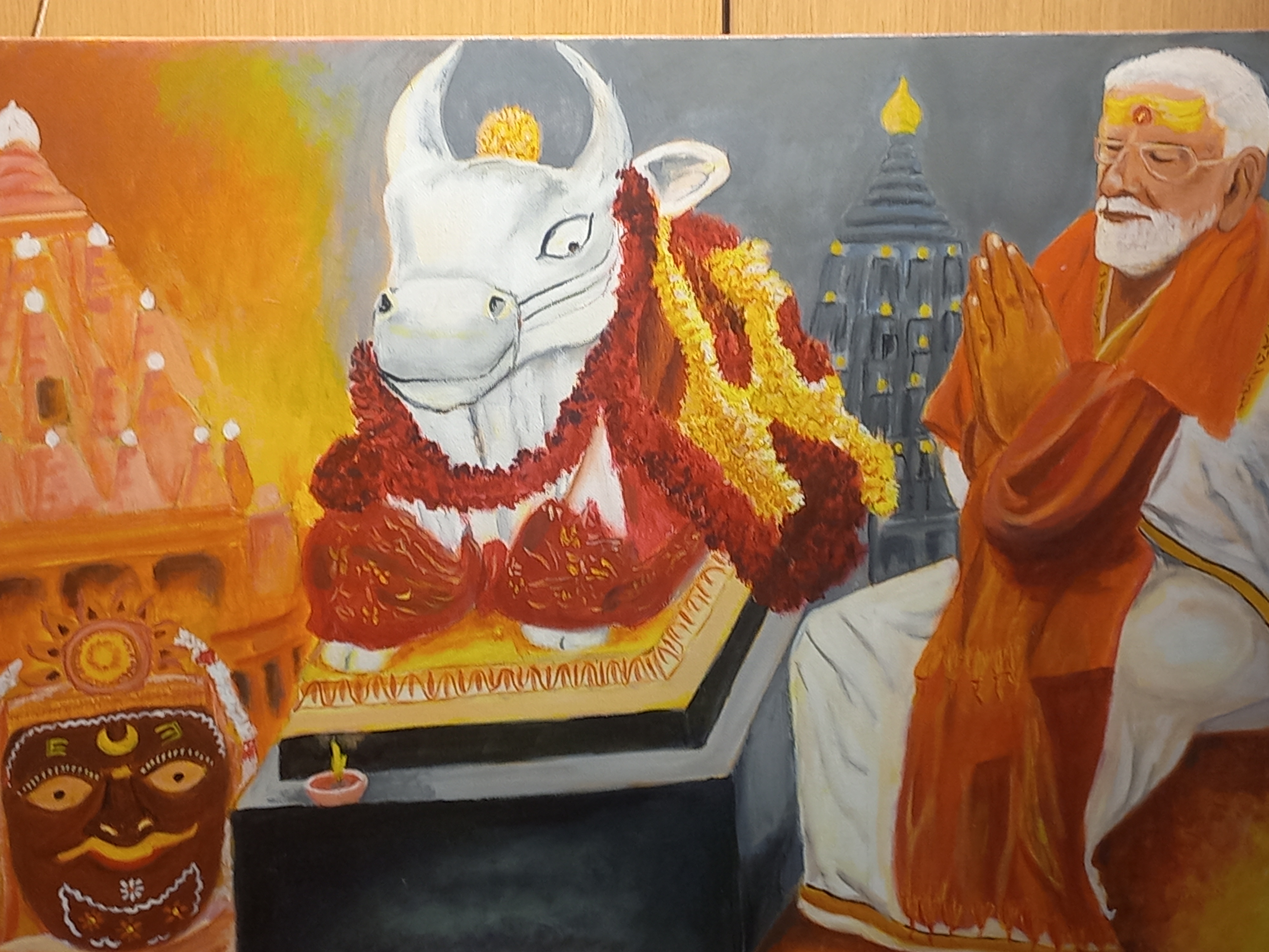 Painting of PM visiting Baba Mahakal