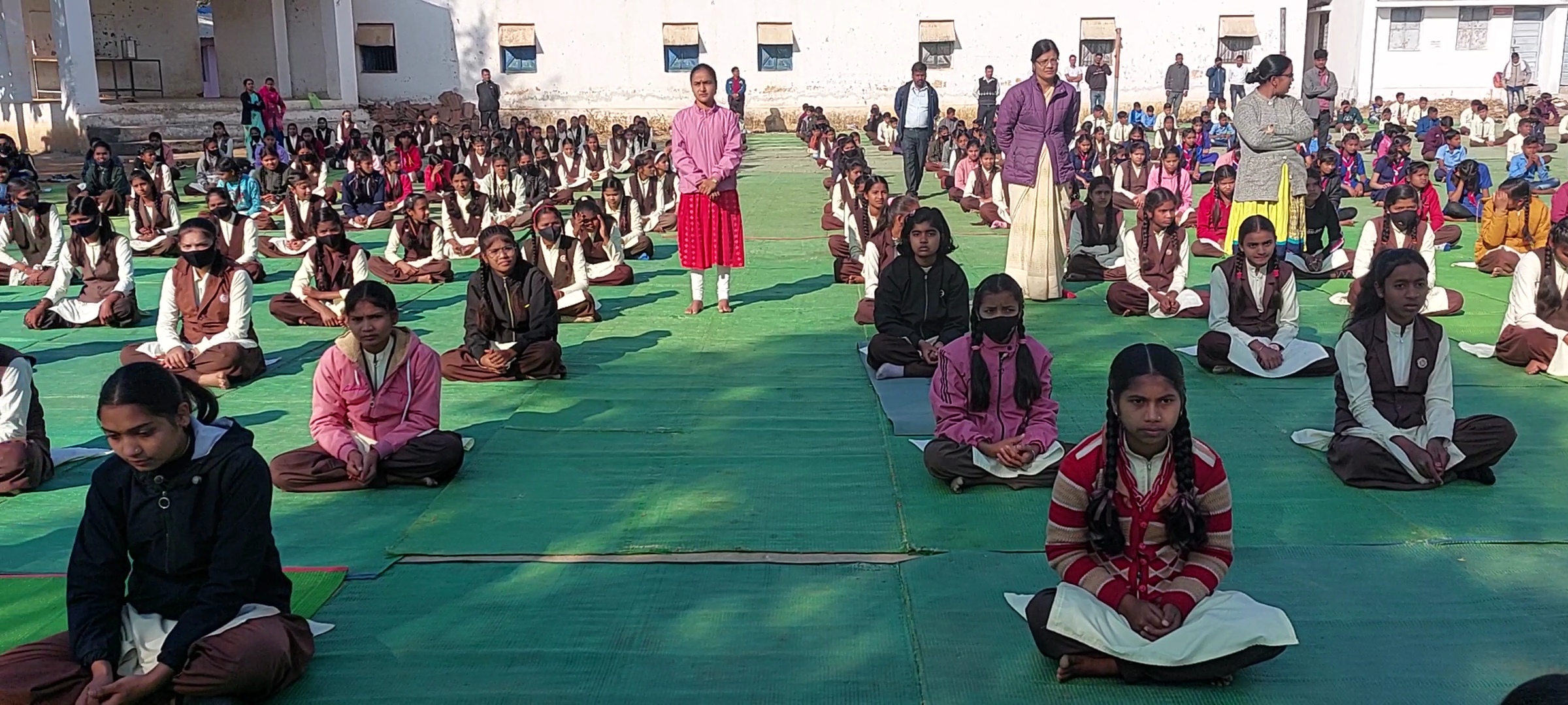 Children did yoga in school