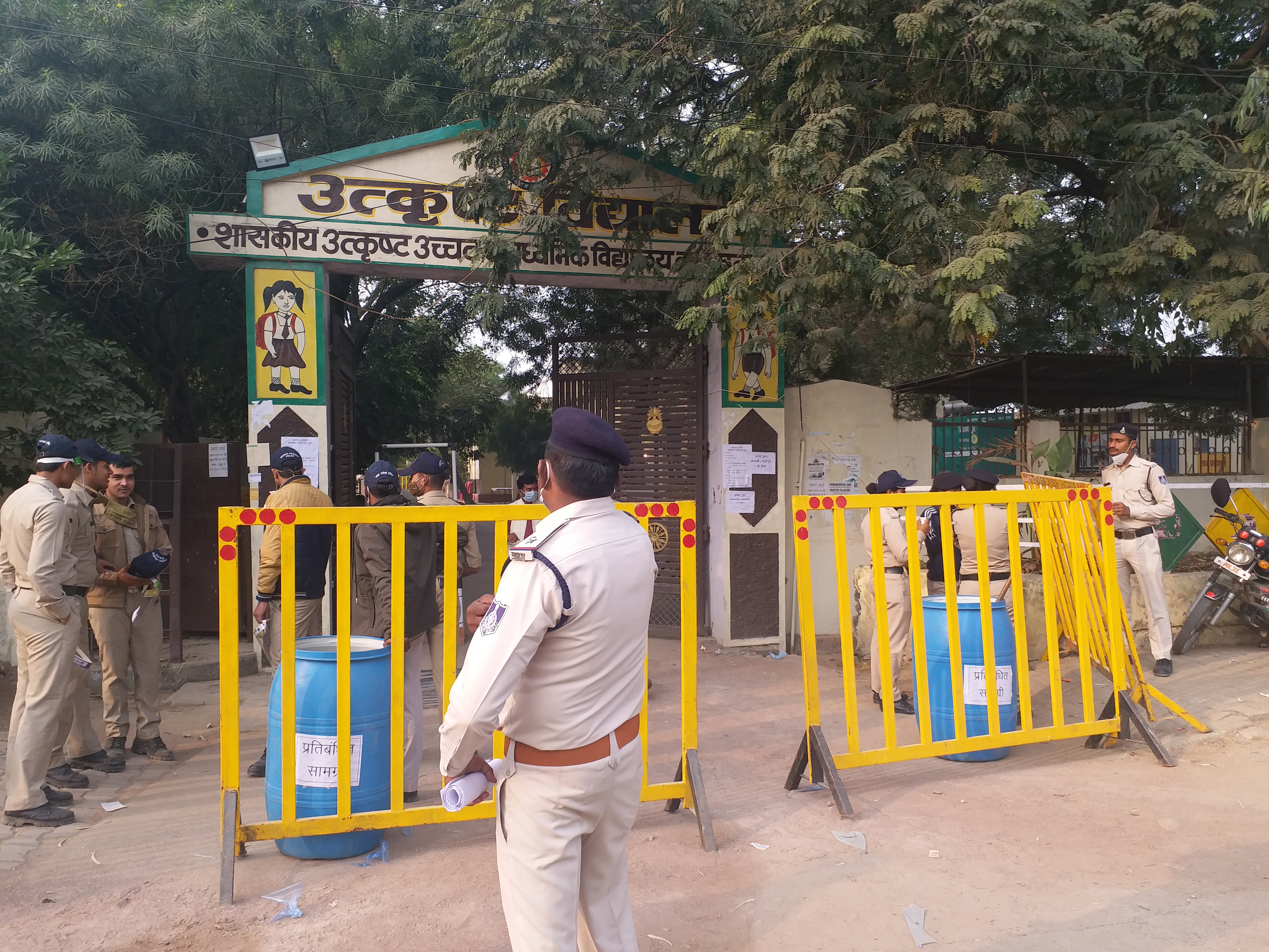 Police outside polling station