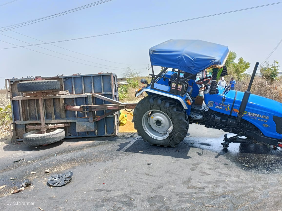 Tractor and car collide car blown up