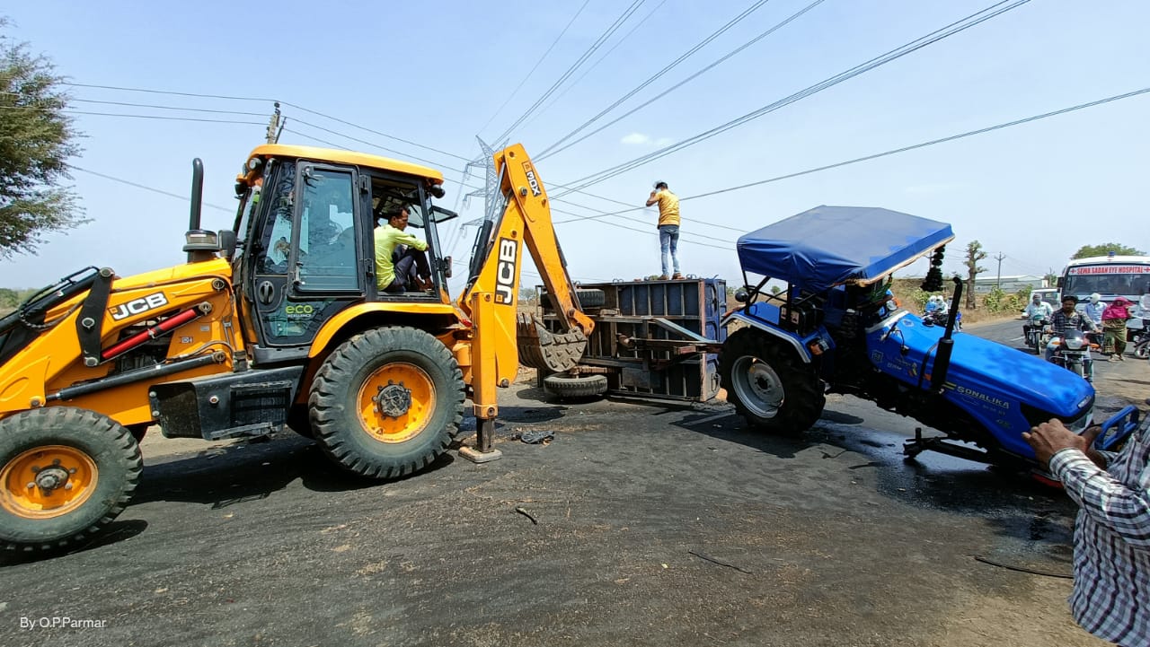 Tractor and car collide car blown up