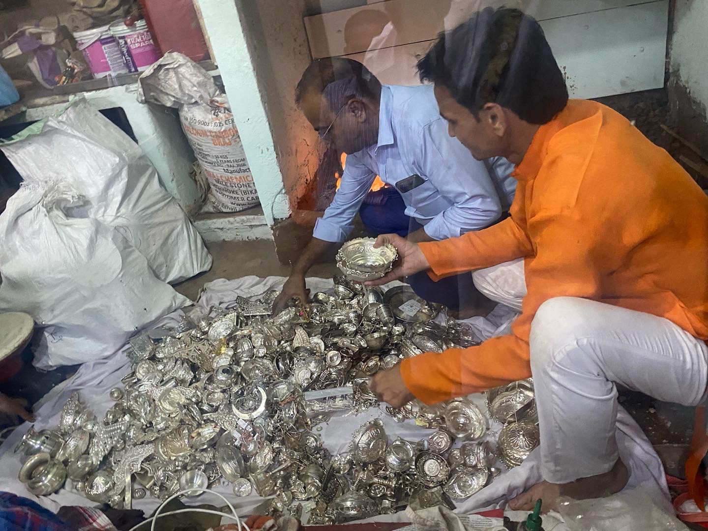 ganesh temple chappan bhog in silver plate