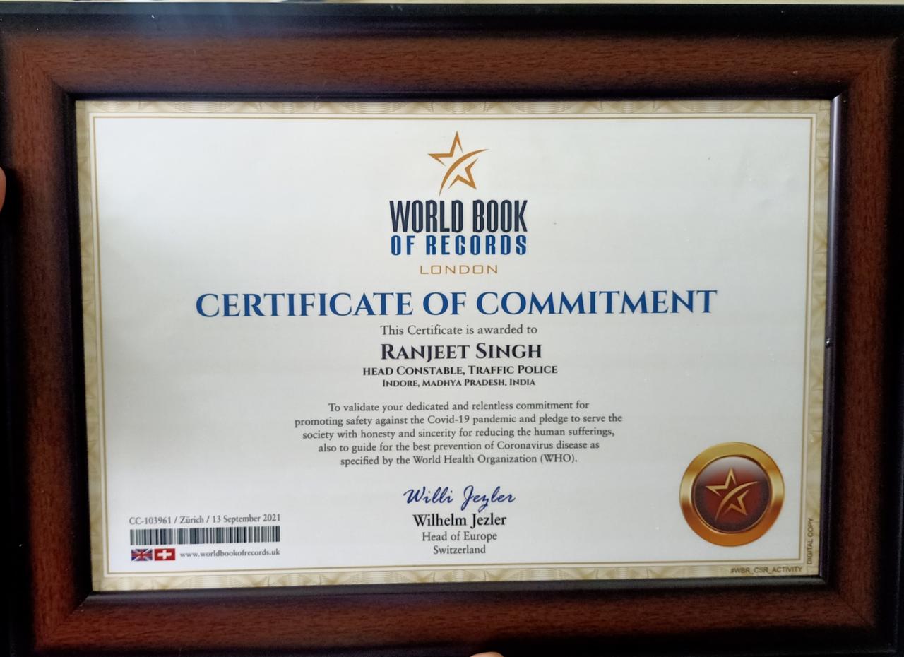 Ranjit Singh's name entered in the World Book of Records